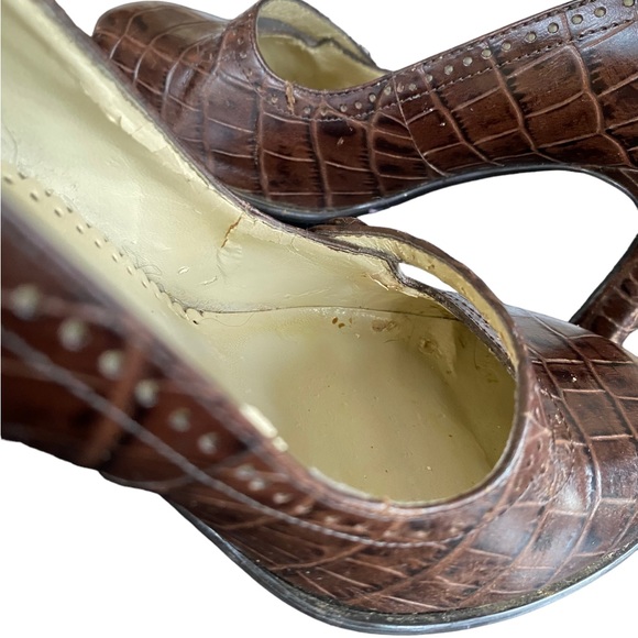 Worthington Vintage Woman’s Brown Crocodile Heels Woman’s 6.5M - Picture 7 of 16
